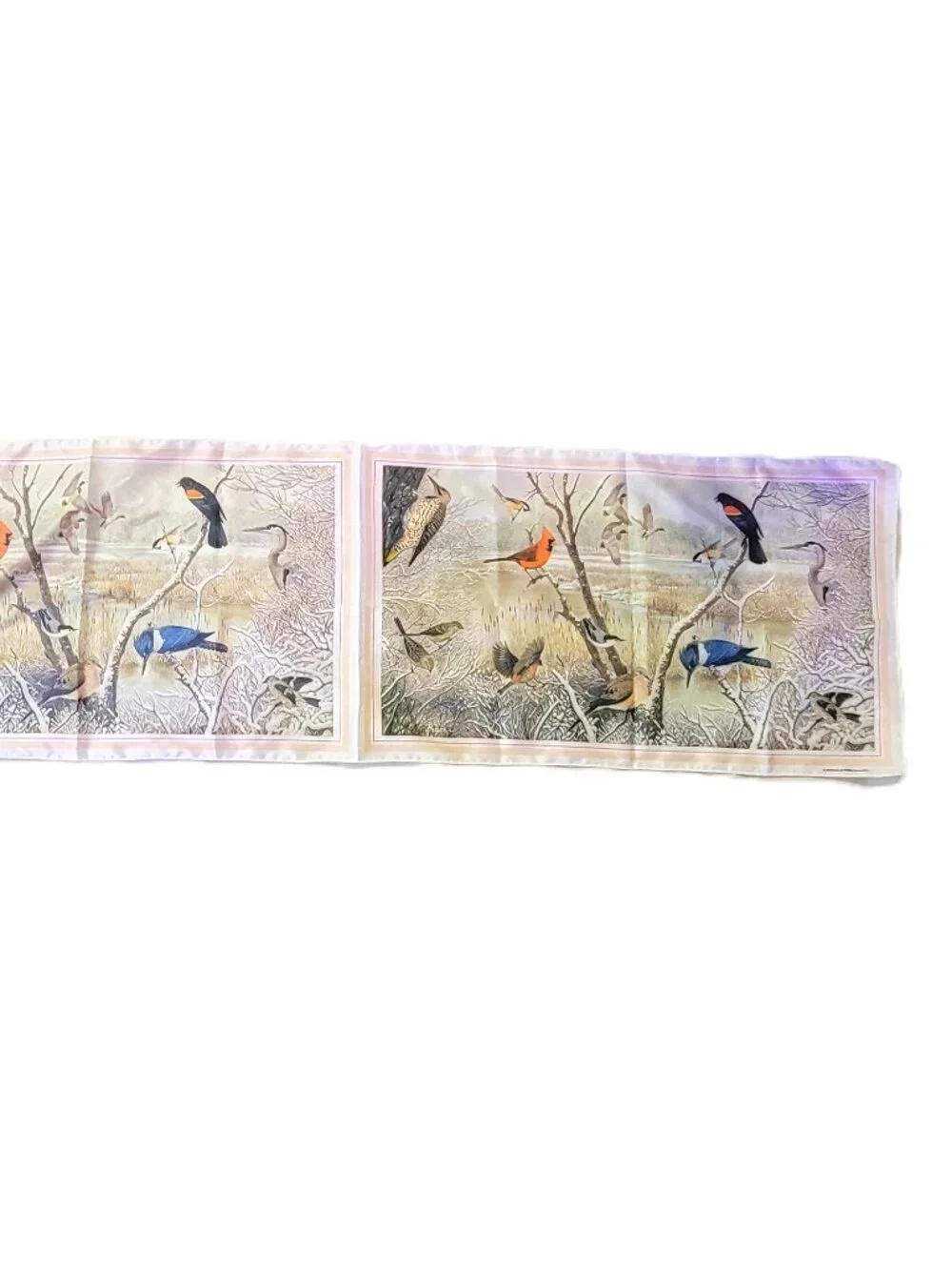 Vintage 1979 National Wildlife Federation Bird Scarf Winter Nature Print 42